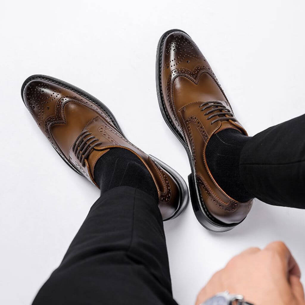RegalCraft™ – Genuine Leather Brogue Oxford Shoes