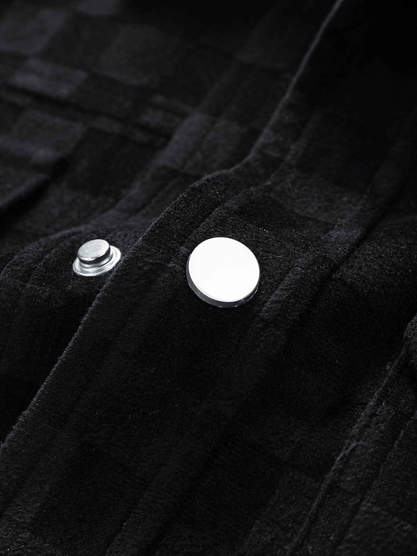 Checkerboard Print Faux Suede Pocket Jacket