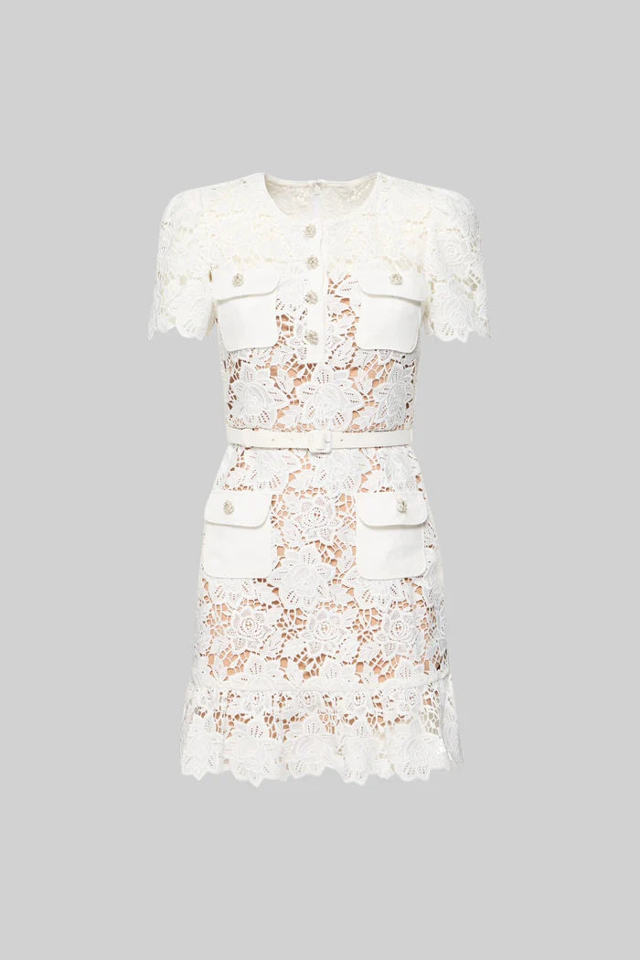 Short Sleeve Embroidered Floral Dress