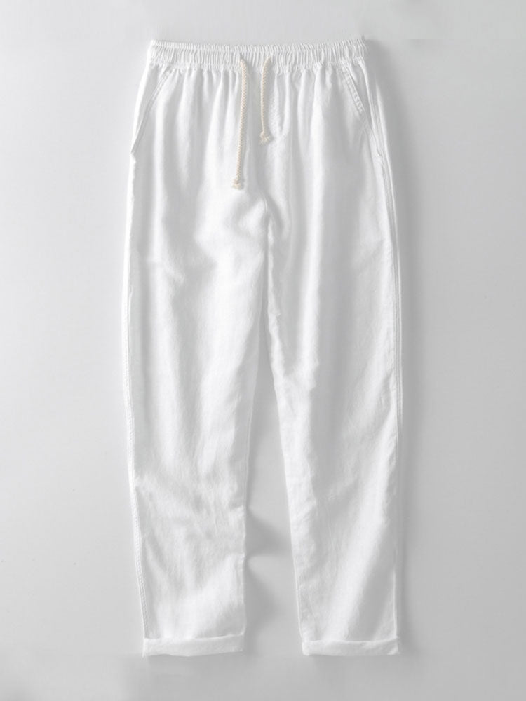 Liam – Striped Polo & Linen Pants Set