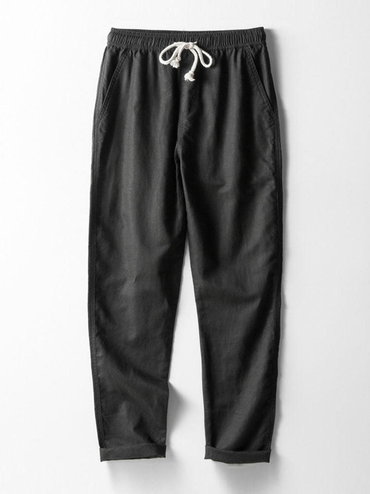 Liam – Striped Polo & Linen Pants Set