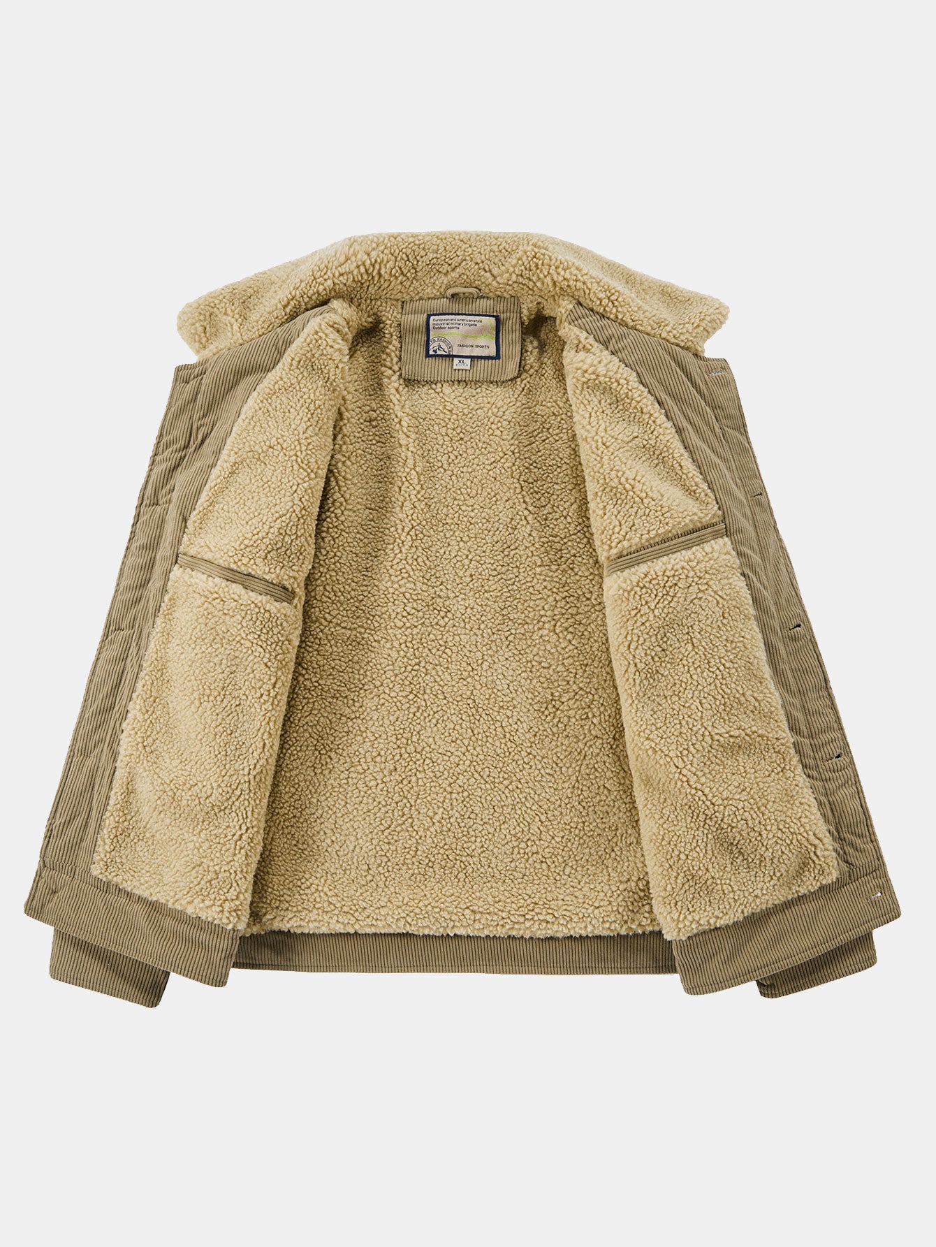 Teddy Fleece Lined Button Up Corduroy Jacket