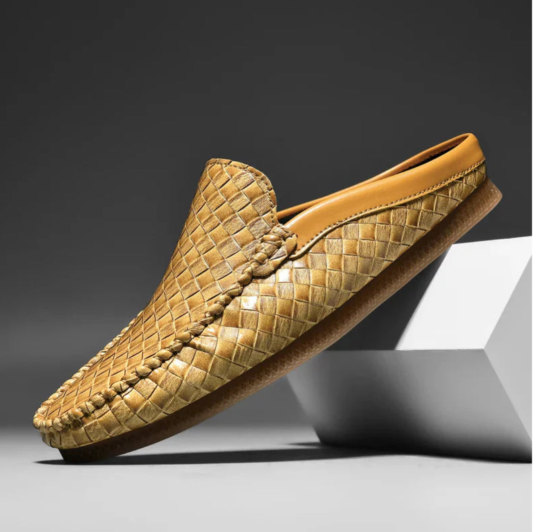 EFIM - CASUAL WOVEN PATTERN LEATHER HALF SLIPPERS