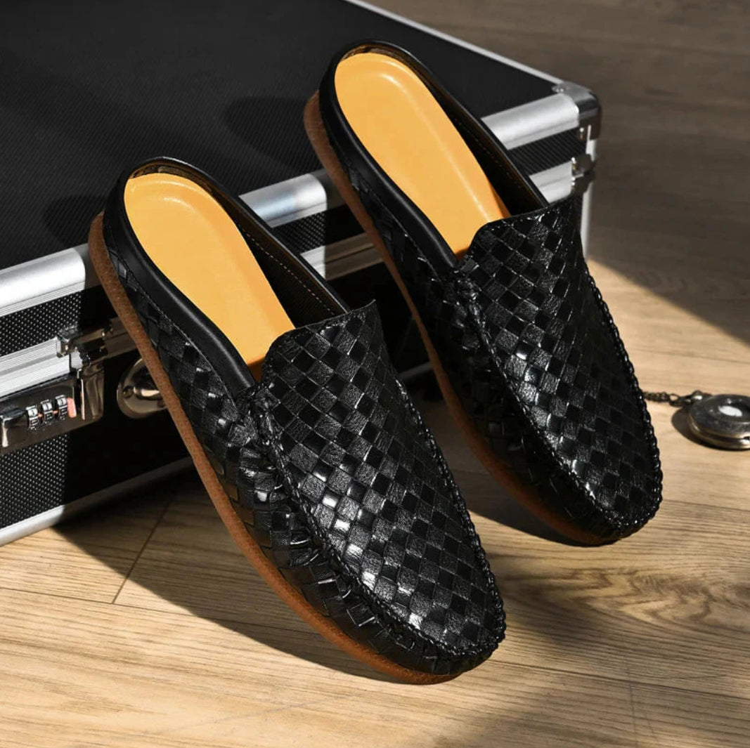 EFIM - CASUAL WOVEN PATTERN LEATHER HALF SLIPPERS