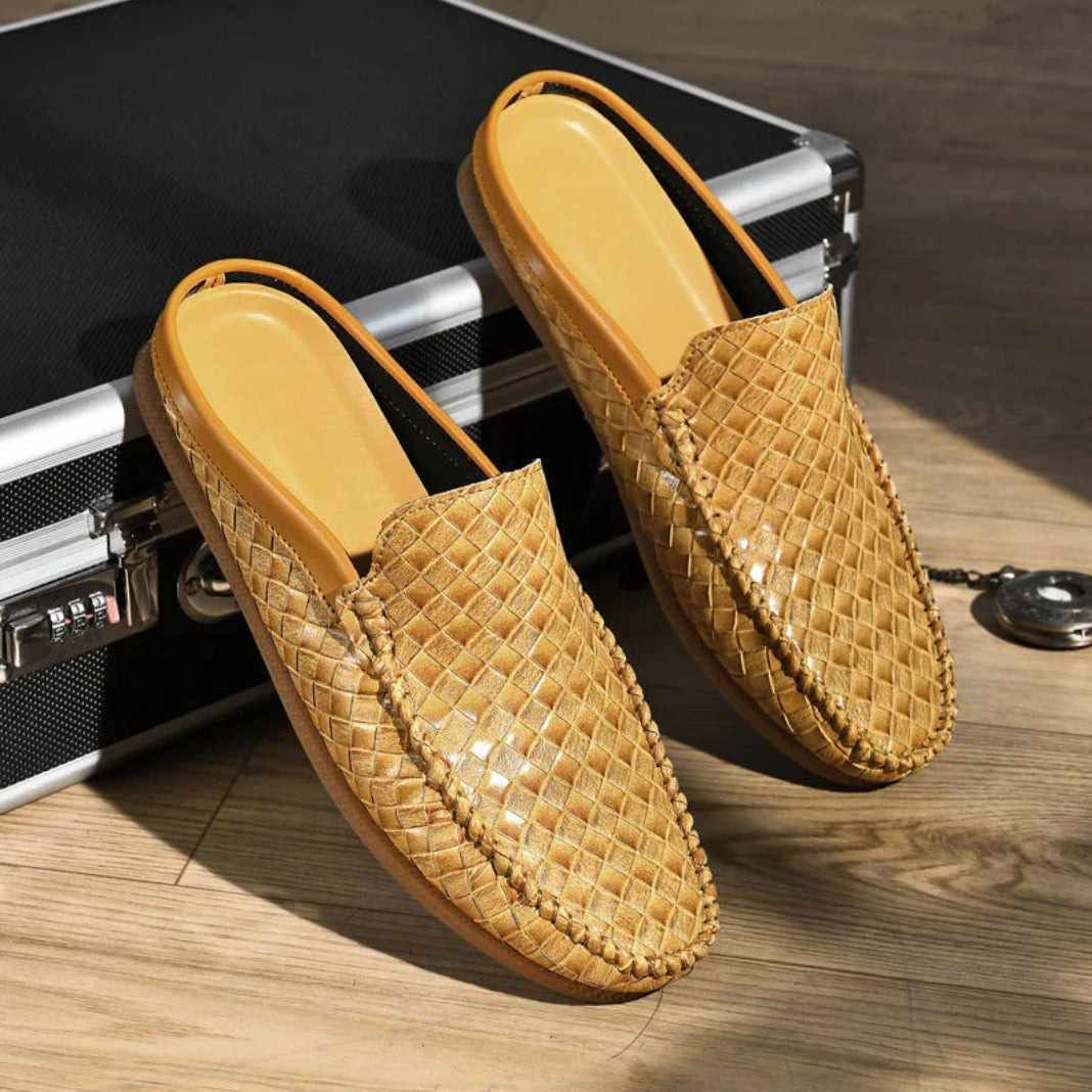 EFIM - CASUAL WOVEN PATTERN LEATHER HALF SLIPPERS