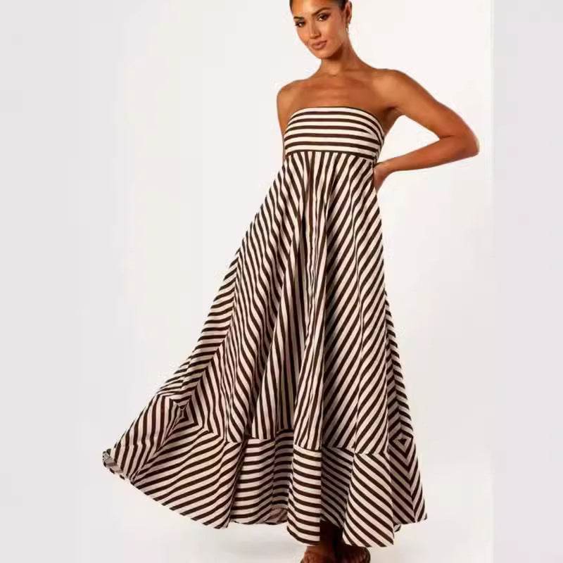 Savannah Striped Backless Maxi Dress - Odelis London
