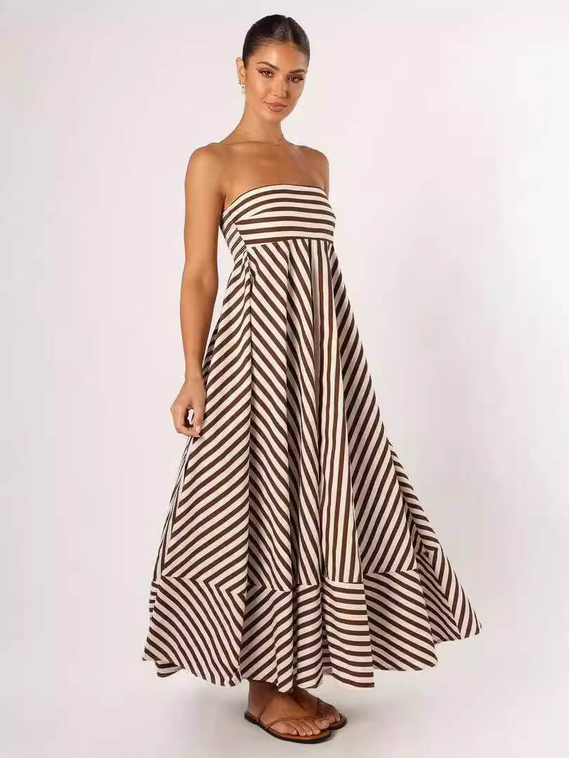 Savannah Striped Backless Maxi Dress - Odelis London
