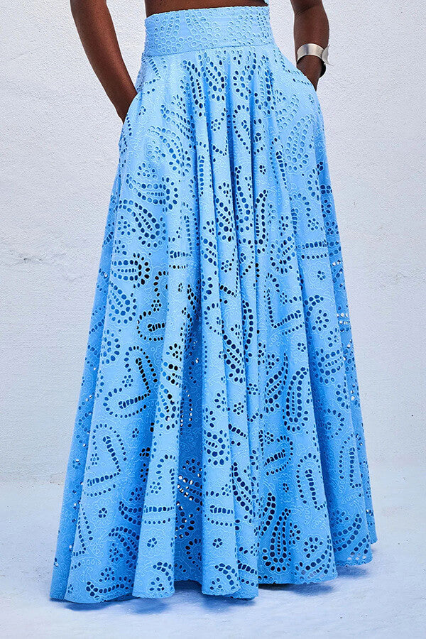 Paris Dreaming Embroidered Lace Crop Top & Maxi Skirt Set