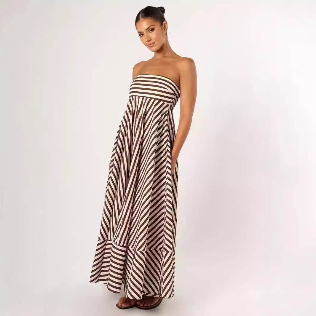 Savannah Striped Backless Maxi Dress - Odelis London