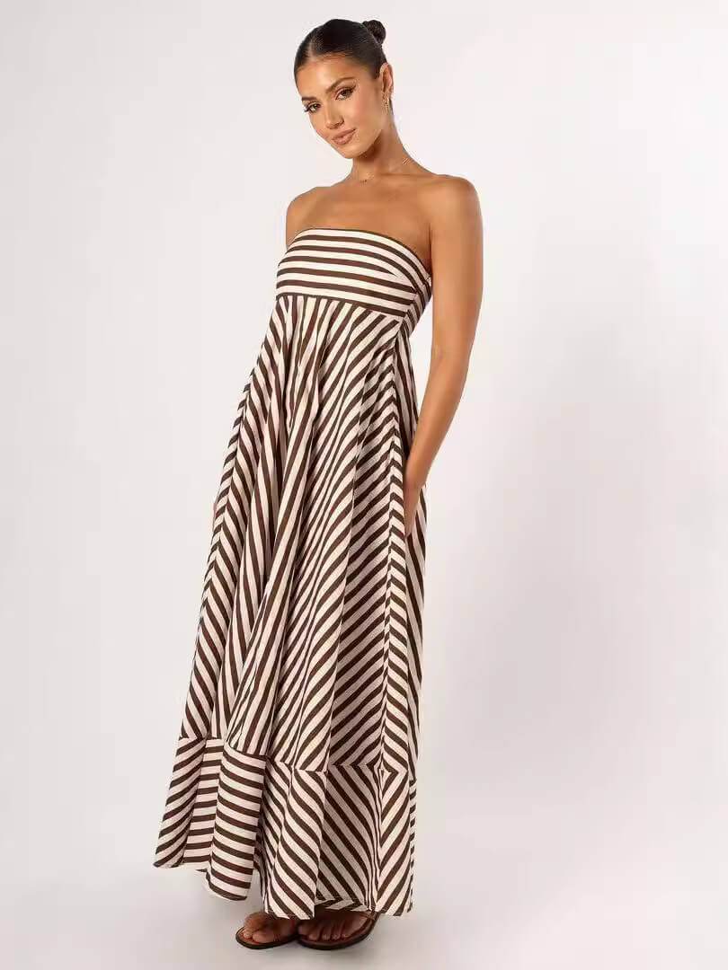 Savannah Striped Backless Maxi Dress - Odelis London