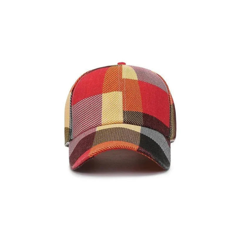 Colorblock Plaid Cap
