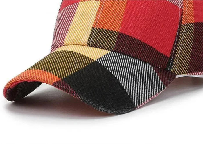 Colorblock Plaid Cap