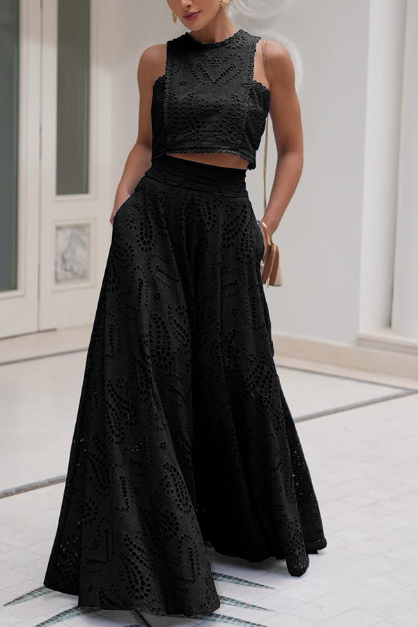 Paris Dreaming Embroidered Lace Crop Top & Maxi Skirt Set