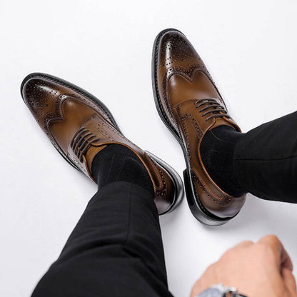 RegalCraft™ – Genuine Leather Brogue Oxford Shoes