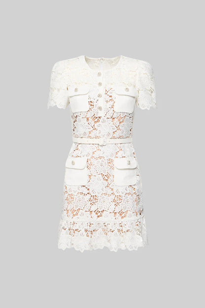 Short Sleeve Embroidered Floral Dress