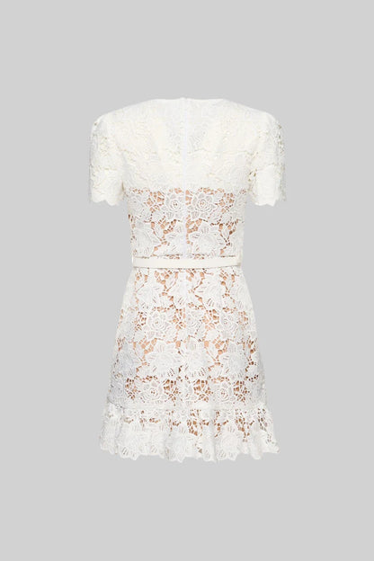 Short Sleeve Embroidered Floral Dress