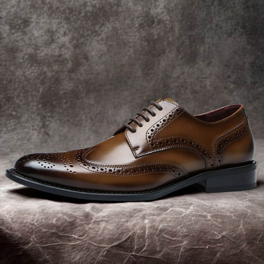 RegalCraft™ – Genuine Leather Brogue Oxford Shoes