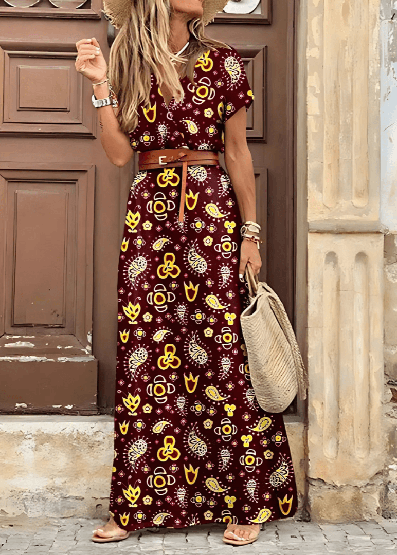 Vera - Elegant Bohemian Maxi Dress - Odelis London