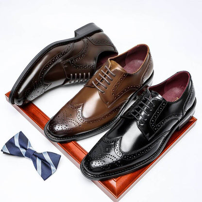 RegalCraft™ – Genuine Leather Brogue Oxford Shoes