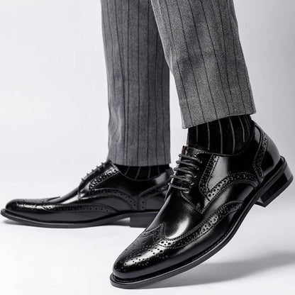 RegalCraft™ – Genuine Leather Brogue Oxford Shoes