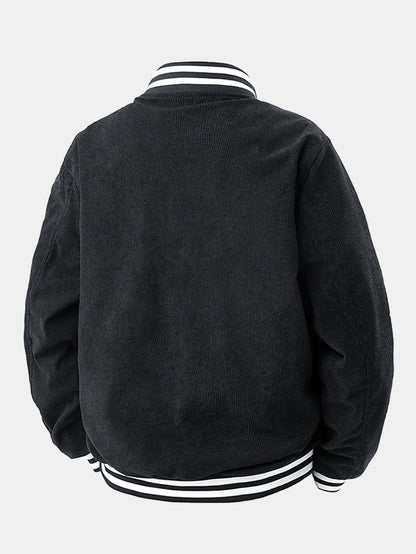 Mountain Embroidery Corduroy Baseball Jacket