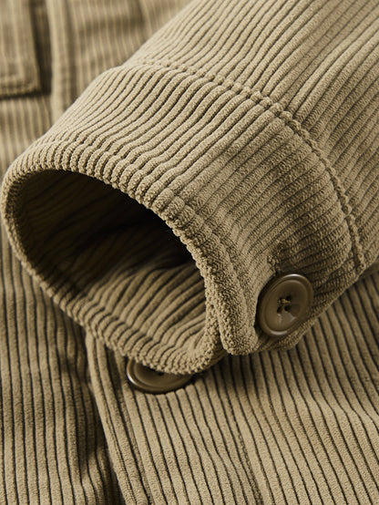 Teddy Fleece Lined Button Up Corduroy Jacket