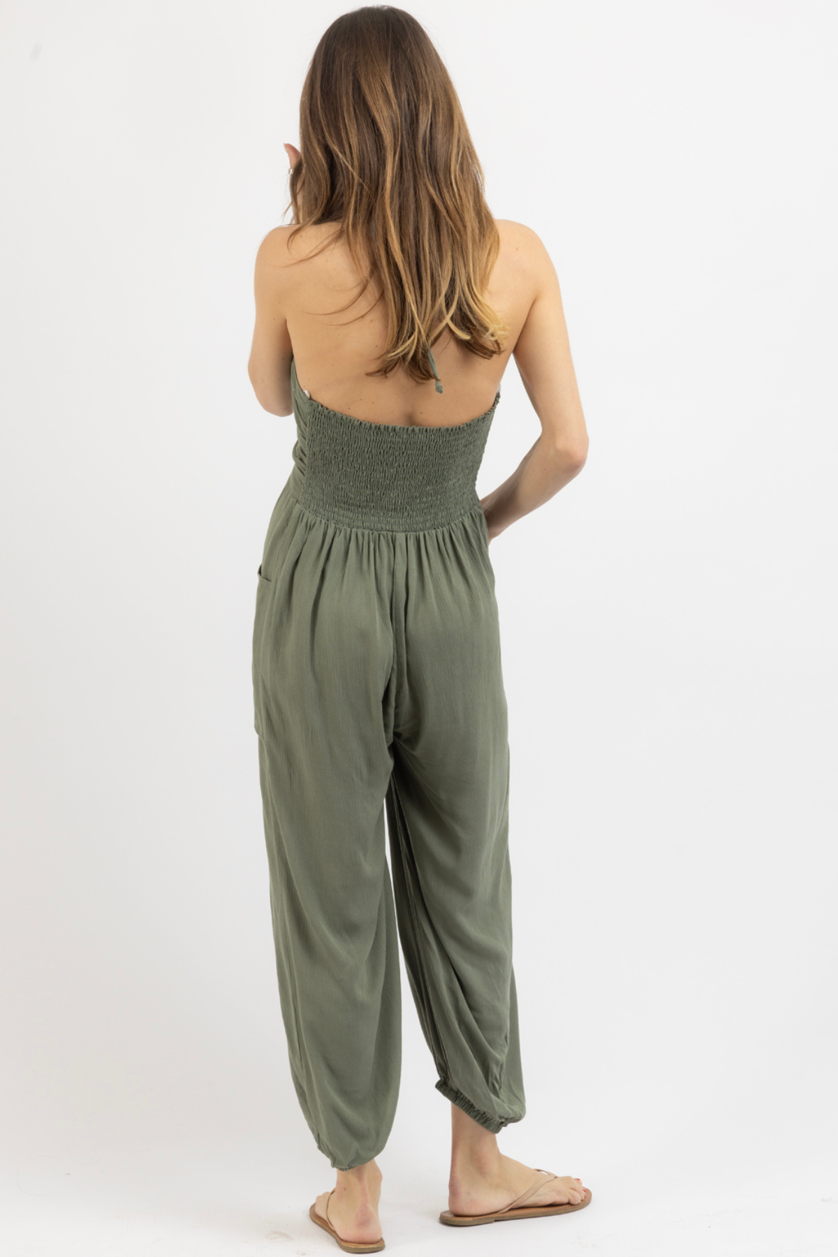 Blush Plunging Halterneck Pocket Jumpsuit