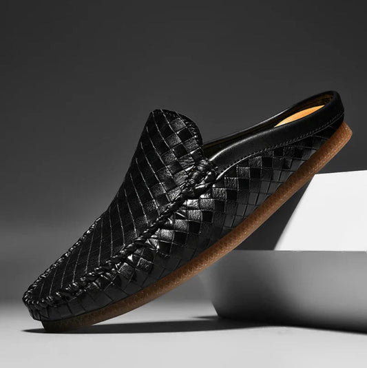 EFIM - CASUAL WOVEN PATTERN LEATHER HALF SLIPPERS