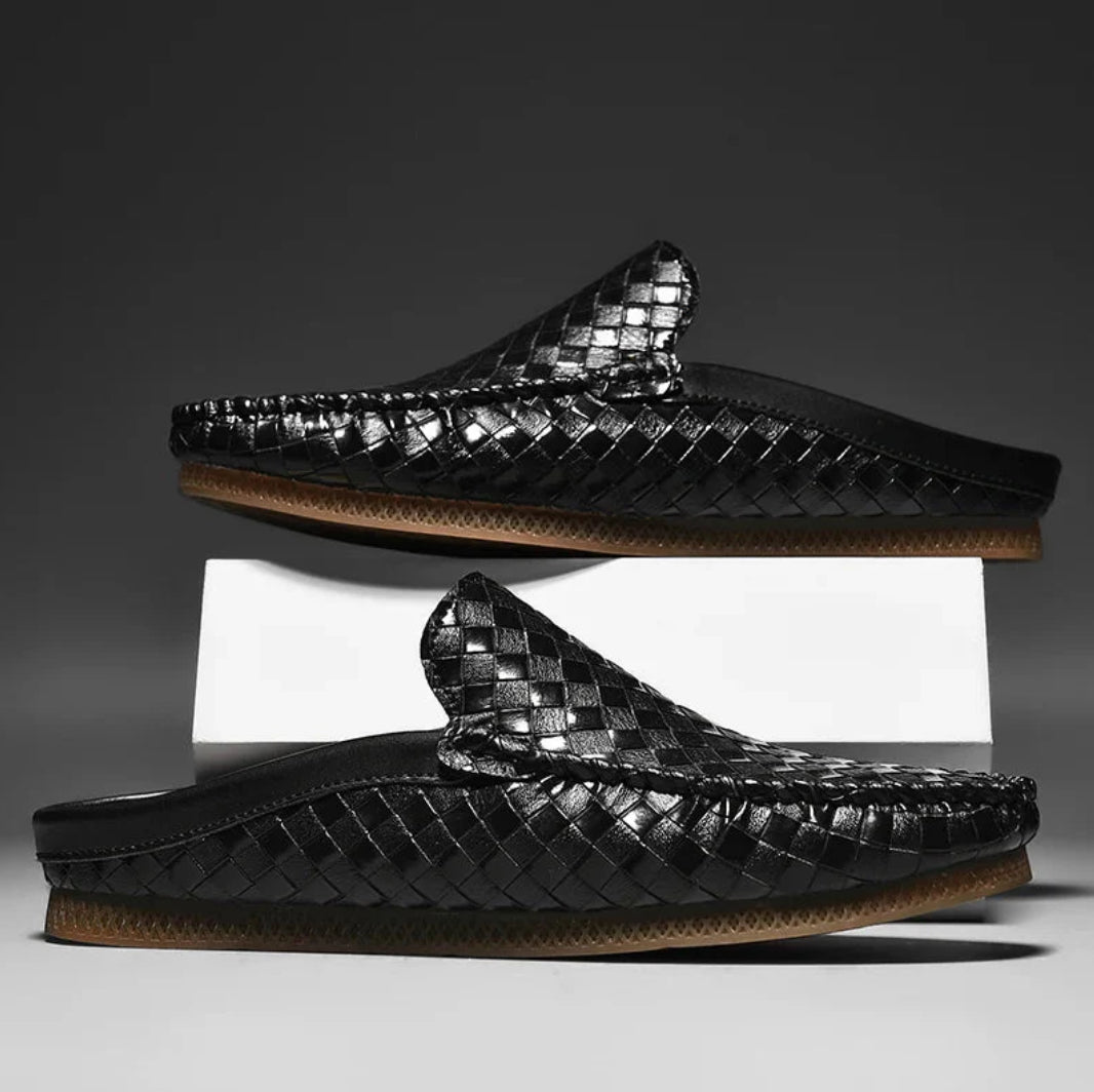 EFIM - CASUAL WOVEN PATTERN LEATHER HALF SLIPPERS