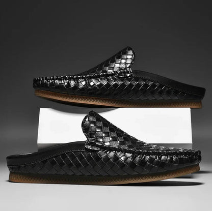 EFIM - CASUAL WOVEN PATTERN LEATHER HALF SLIPPERS