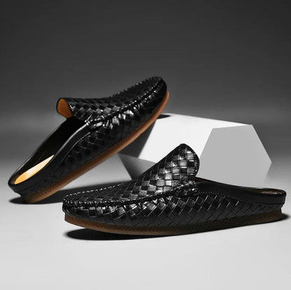 EFIM - CASUAL WOVEN PATTERN LEATHER HALF SLIPPERS