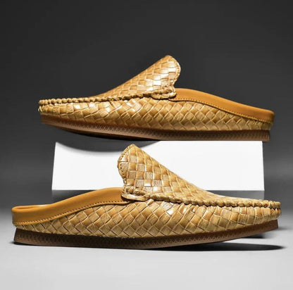 EFIM - CASUAL WOVEN PATTERN LEATHER HALF SLIPPERS