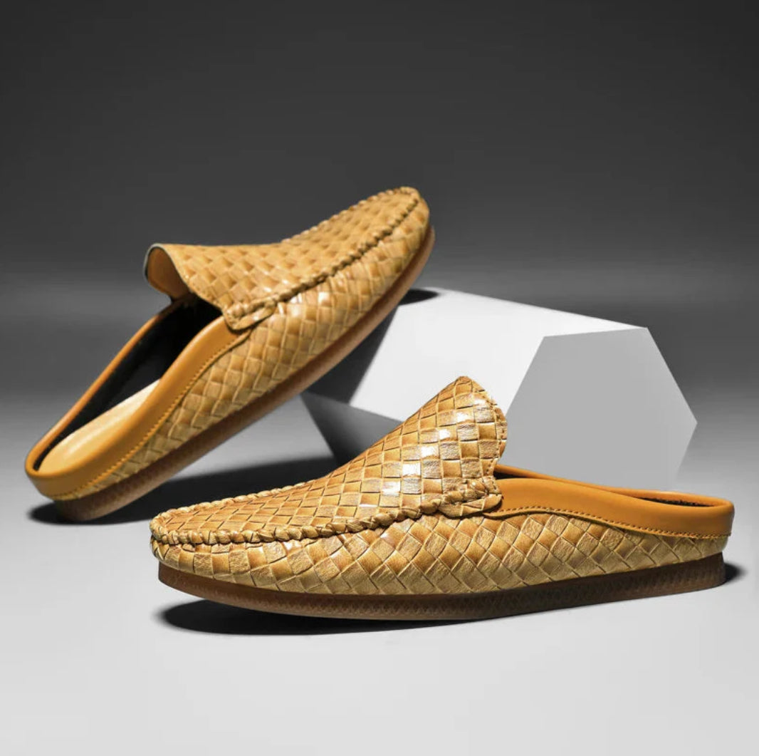 EFIM - CASUAL WOVEN PATTERN LEATHER HALF SLIPPERS