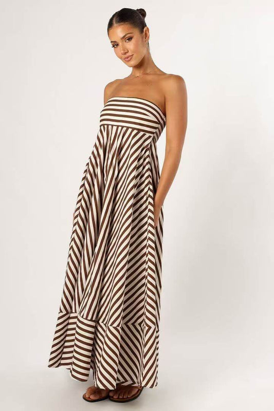 Savannah Striped Backless Maxi Dress - Odelis London