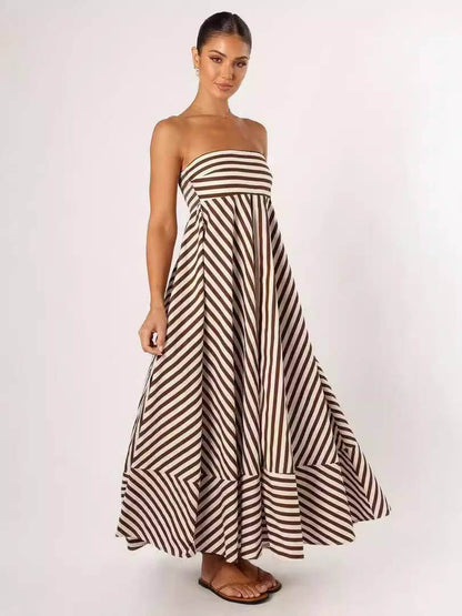 Savannah Striped Backless Maxi Dress - Odelis London