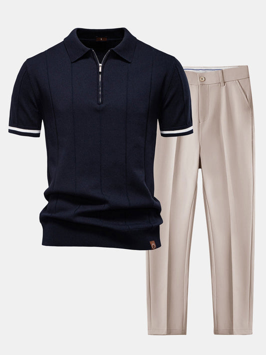 Arlo Contrast Zip Polo Set