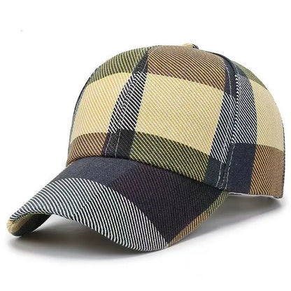 Colorblock Plaid Cap