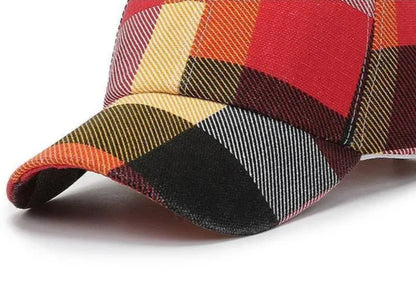 Colorblock Plaid Cap
