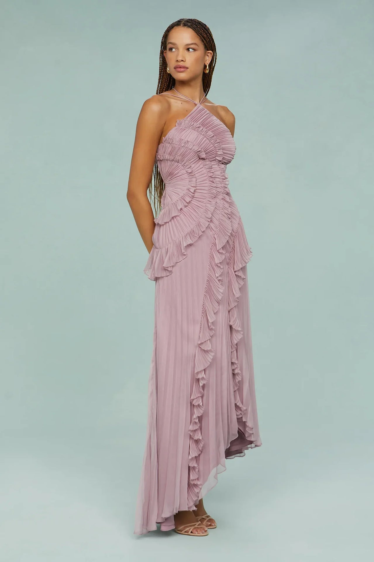 Ethereal Pleated Strappy Dress