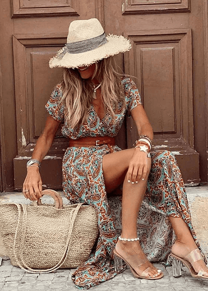 Vera - Elegant Bohemian Maxi Dress - Odelis London