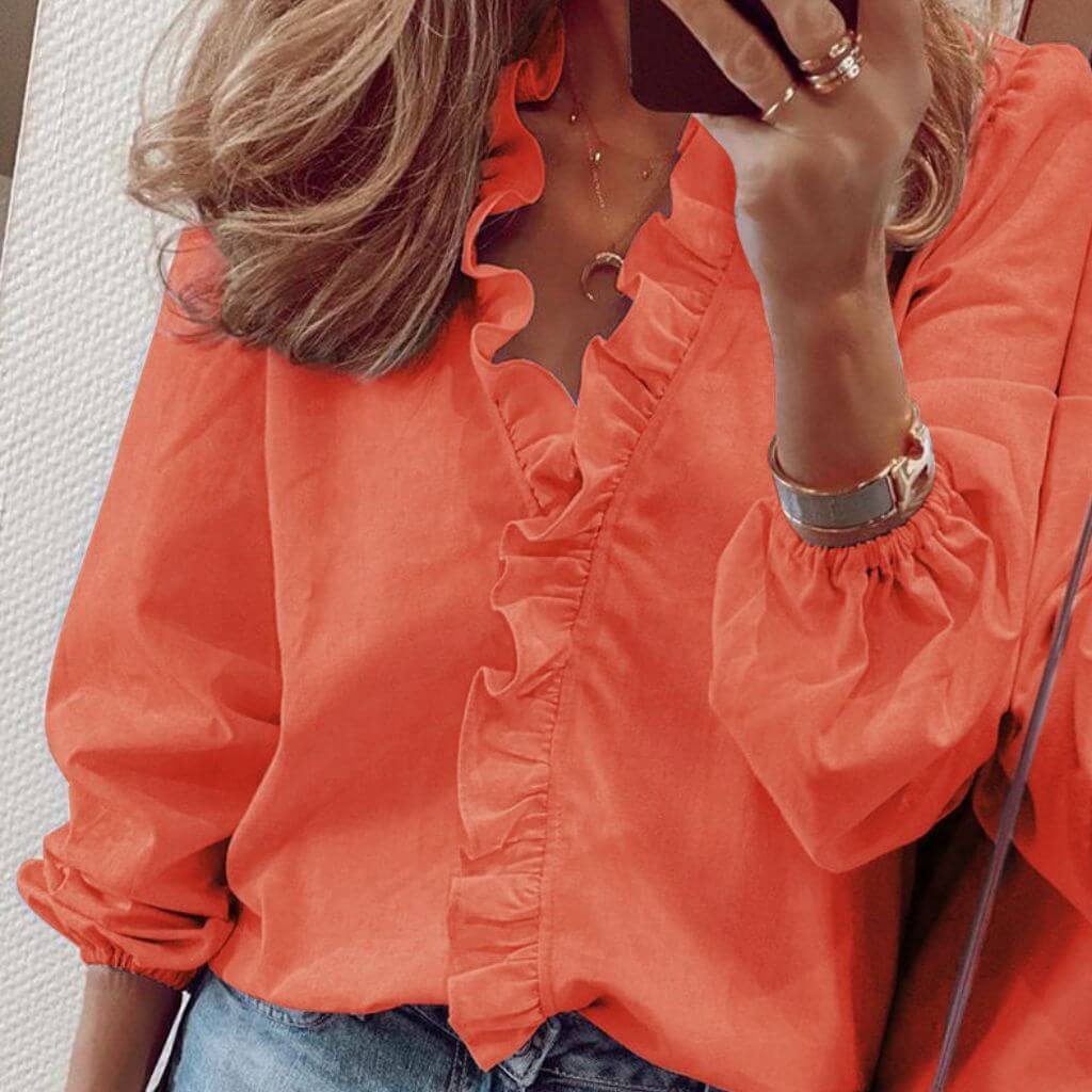Angeline – Ruffled V-Neck Blouse