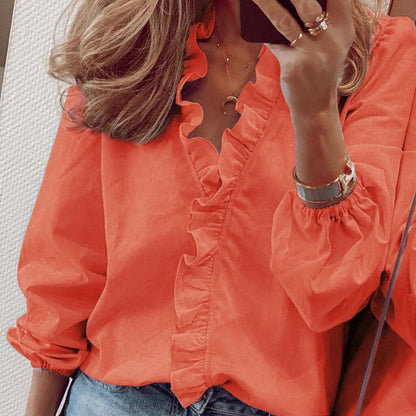Angeline – Ruffled V-Neck Blouse