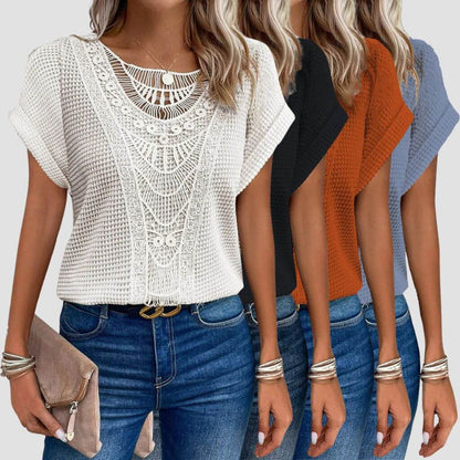 Zarelle – Lace Detail Short Sleeve Top